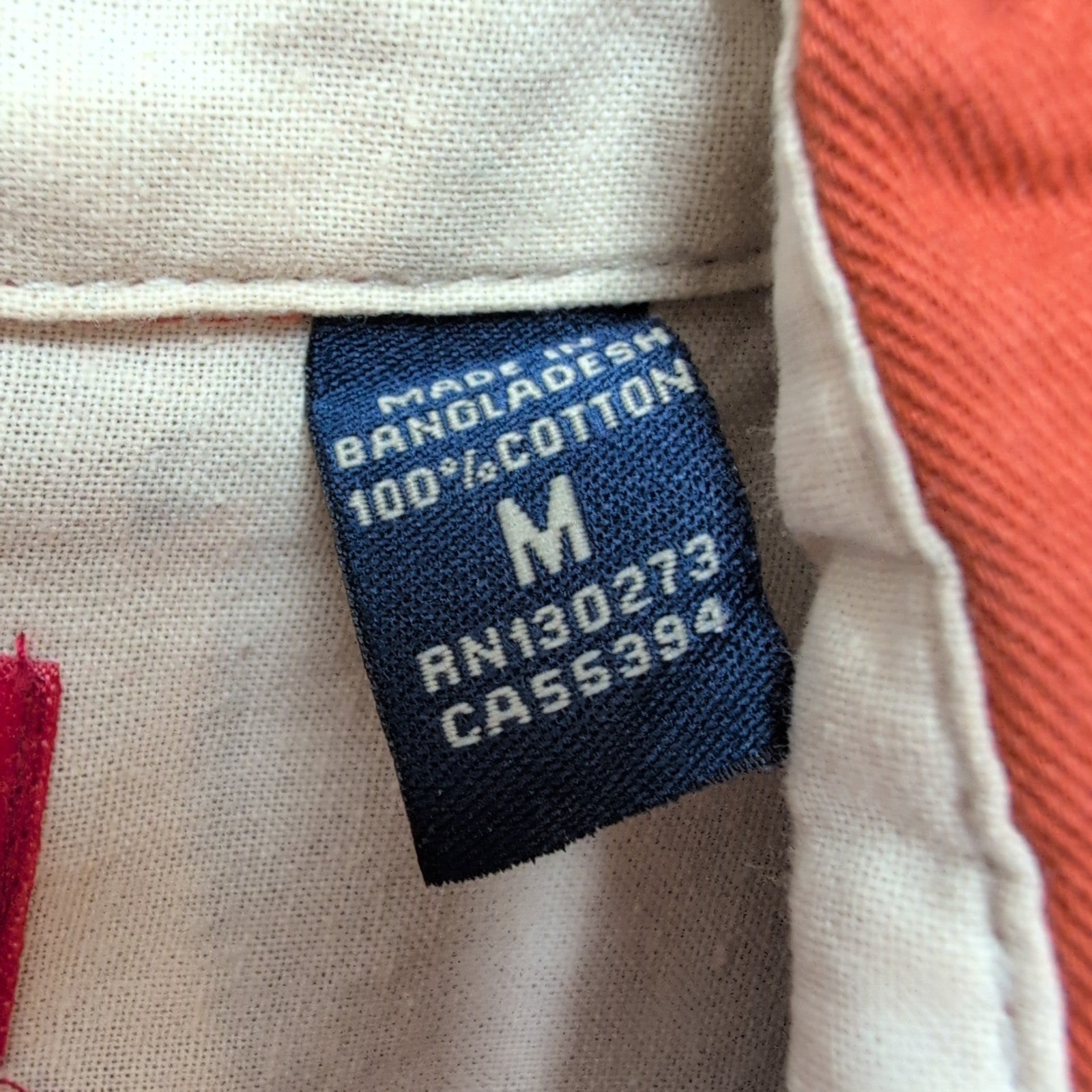 Chemise Wrangler Manches Longues Orange 100% Coton avec Poches Taille M