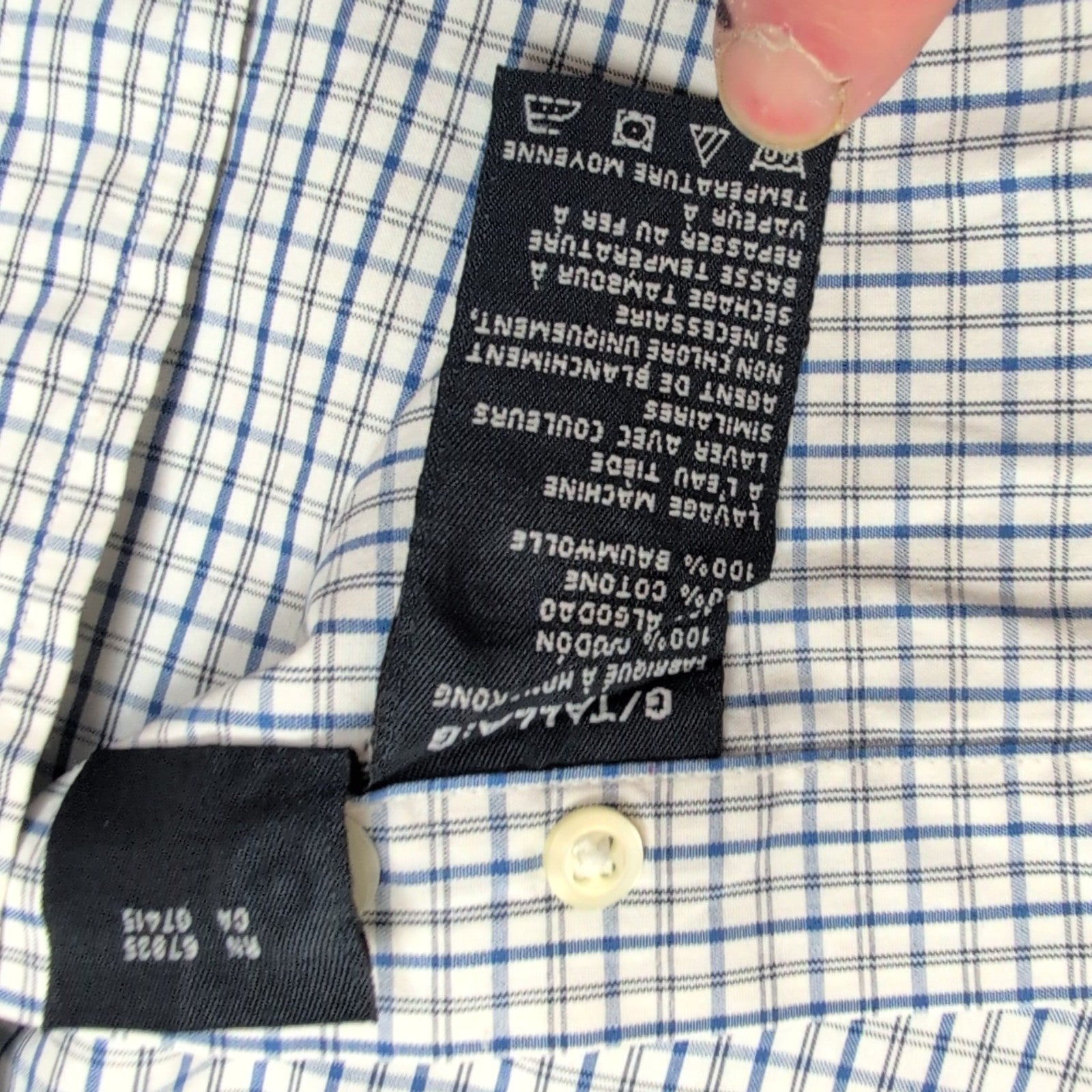 Chemise Nautica bleue à carreaux manches longues 1 poche L