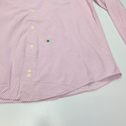 Chemise BURBERRY 100% Coton Rose Fuchsia L Logo Brodé Manches Longues