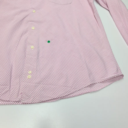 Chemise BURBERRY 100% Coton Rose Fuchsia L Logo Brodé Manches Longues