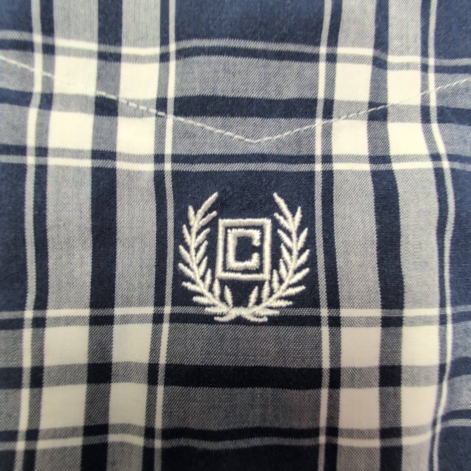 Chemise CHAPS à carreaux bleu marine manches courtes taille L #127e