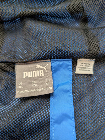 Coupe-Vent Puma XXL Bleu Électrique Vif Veste Sport à Capuche Filet