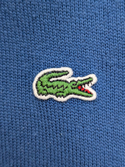 Pull Lacoste L bleu Classic Fit 100% coton col rond logo crocodile brodé