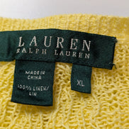 Pull femme LAUREN Ralph Lauren 100% lin jaune col V torsadé taille XL