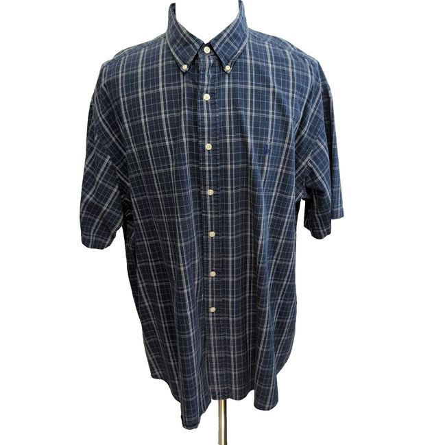 Chemise Ralph Lauren Blake 2XL Carreaux Bleu Marine Coton manches courtes