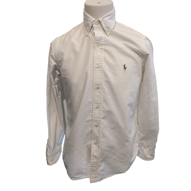Chemise Ralph Lauren Homme Taille S Blanche Oxford Logo Marron Coton Philippines