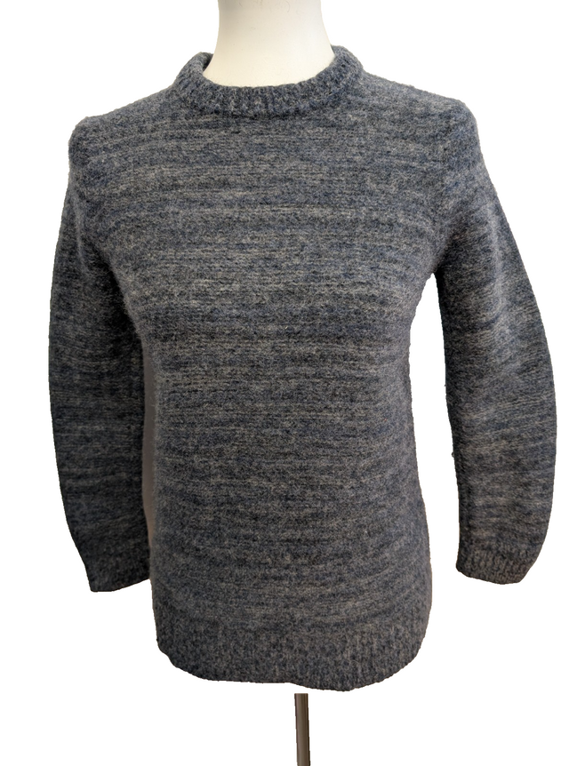 Pull Carhartt Col Rond Laine Épaisse Bleu Gris Vintage Femme Taille S