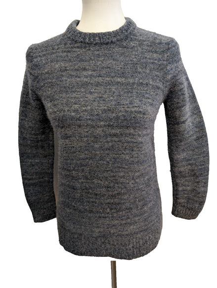 Pull Carhartt Col Rond Laine Épaisse Bleu Gris Vintage Femme Taille S
