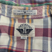 Chemise manches courtes Dockers bleu vert rouge blanc à carreaux taille M #186ms
