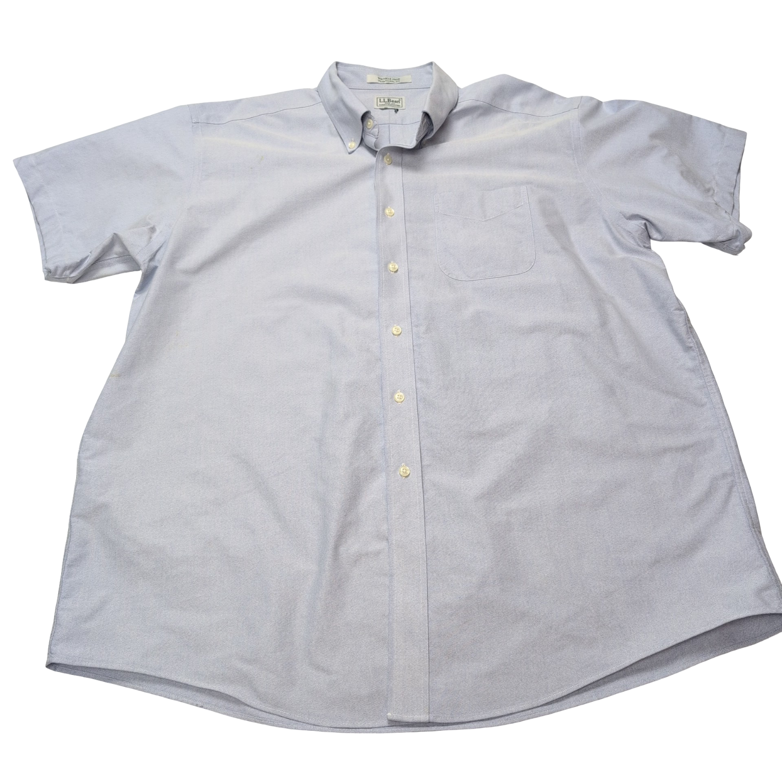 Chemise L.L. Bean bleue unie manches courtes taille XL / XXL Homme