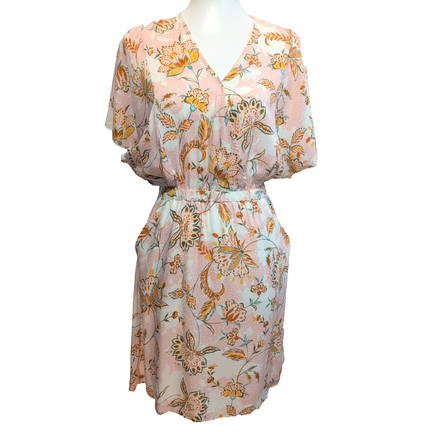 Robe Escandelle Paris T.S Rose Fleurie Viscose Neuve Avec Étiquette