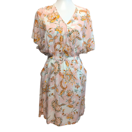 Robe Escandelle Paris T.S Rose Fleurie Viscose Neuve Avec Étiquette