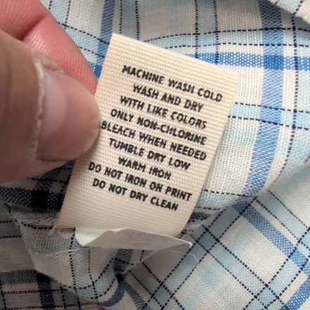 Chemise Old Navy XL Lin Coton Bleu Blanc Carreaux Manches Courtes