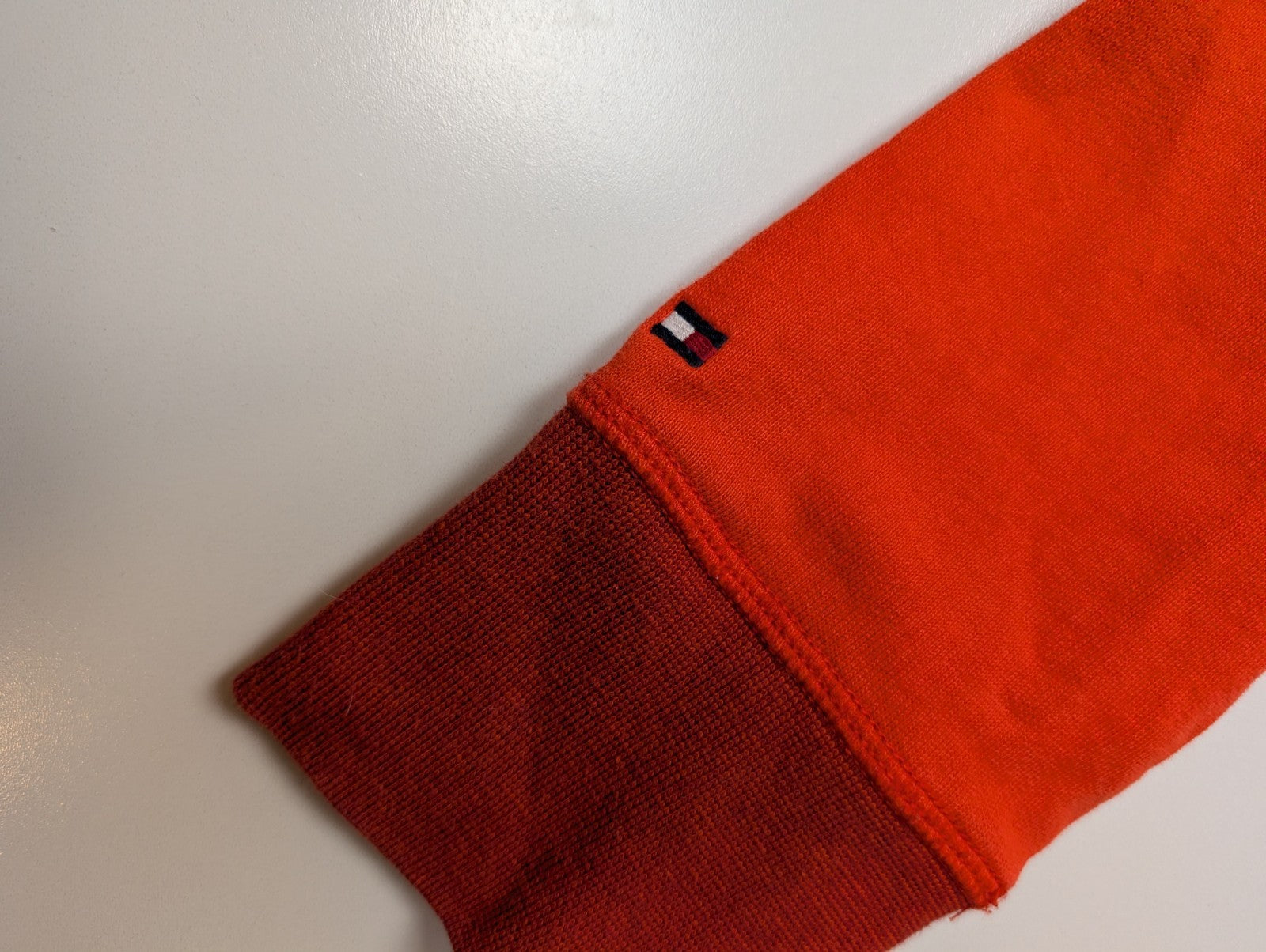 Sweat à Capuche TOMMY HILFIGER Homme XL Orange Vintage Fit Logo Brodé Rare