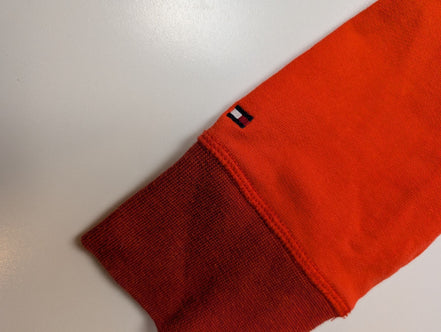 Sweat à Capuche TOMMY HILFIGER Homme XL Orange Vintage Fit Logo Brodé Rare