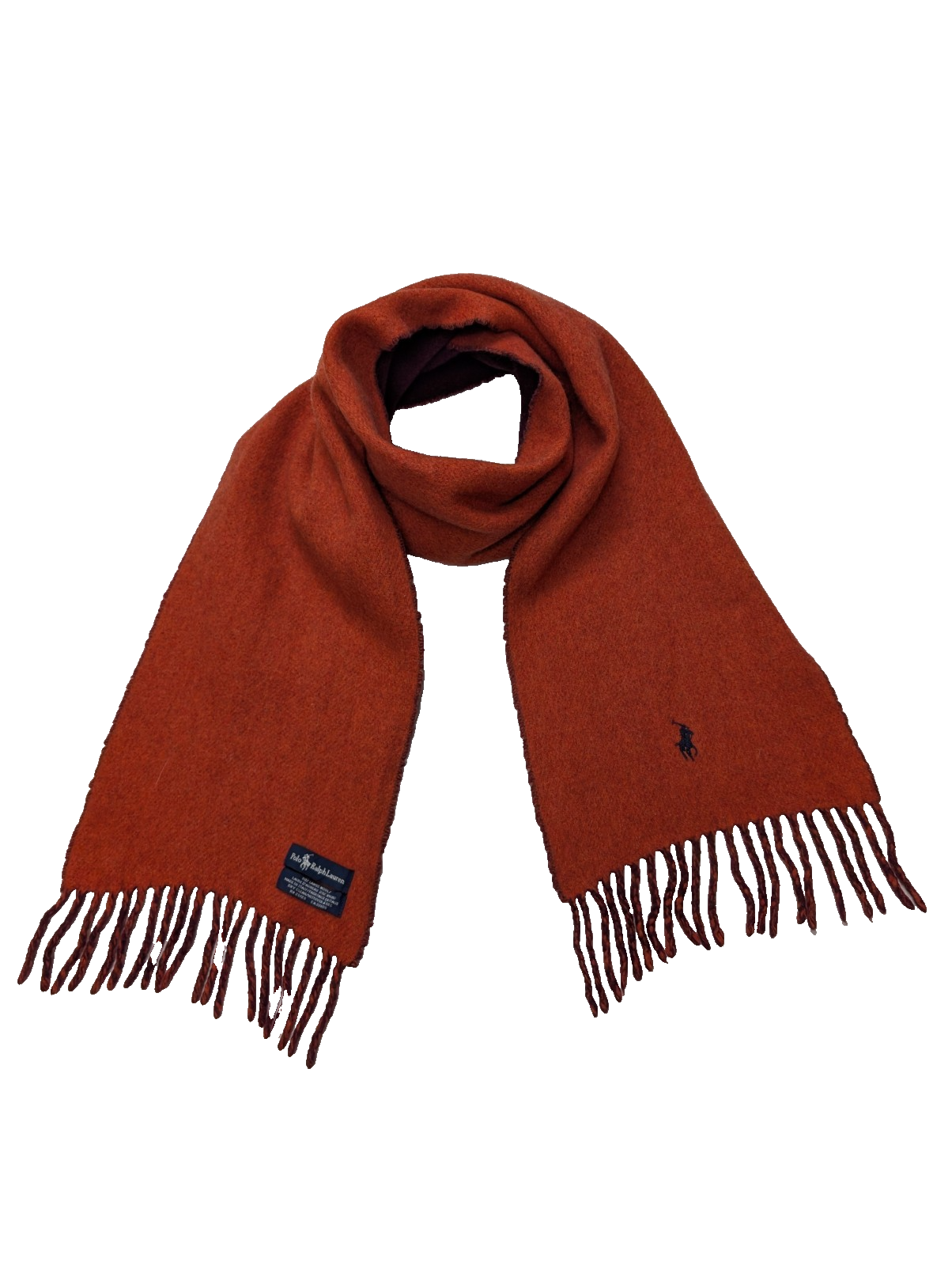 Écharpe Polo Ralph Lauren Réversible Laine d'agneau Bordeaux Orange Made Italy