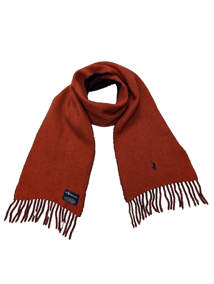Écharpe Polo Ralph Lauren Réversible Laine d'agneau Bordeaux Orange Made Italy