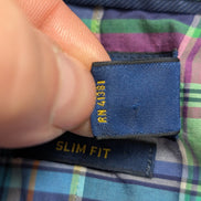 Chemise Polo Ralph Lauren Shirt S Slim Fit Carreaux Bleu Violet Sans Logo
