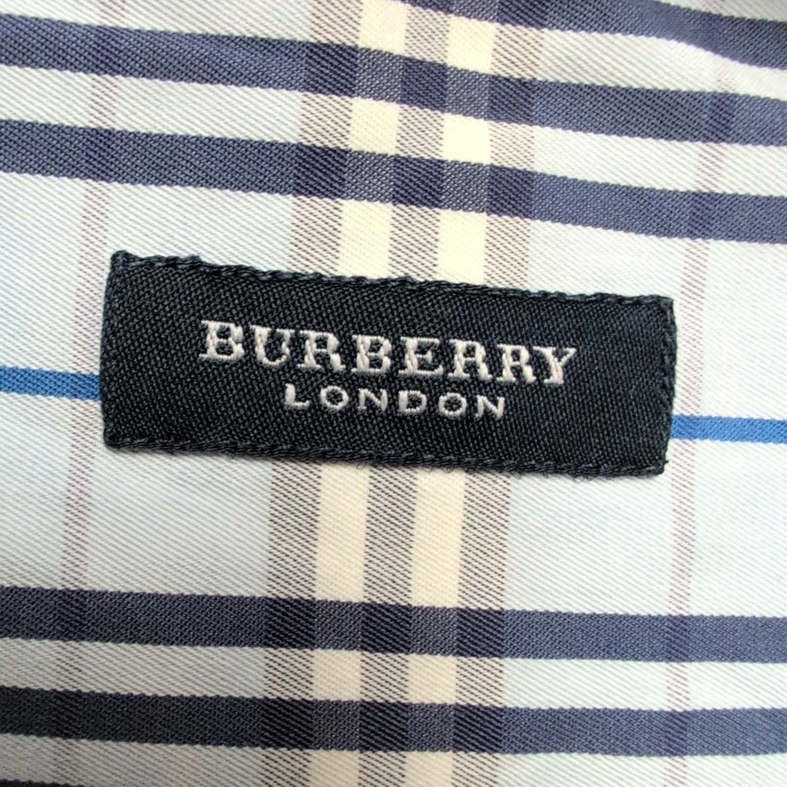 Chemise BURBERRY 100% Coton Bleu Carreaux L XL Logo Brodé Poche Boutonnée
