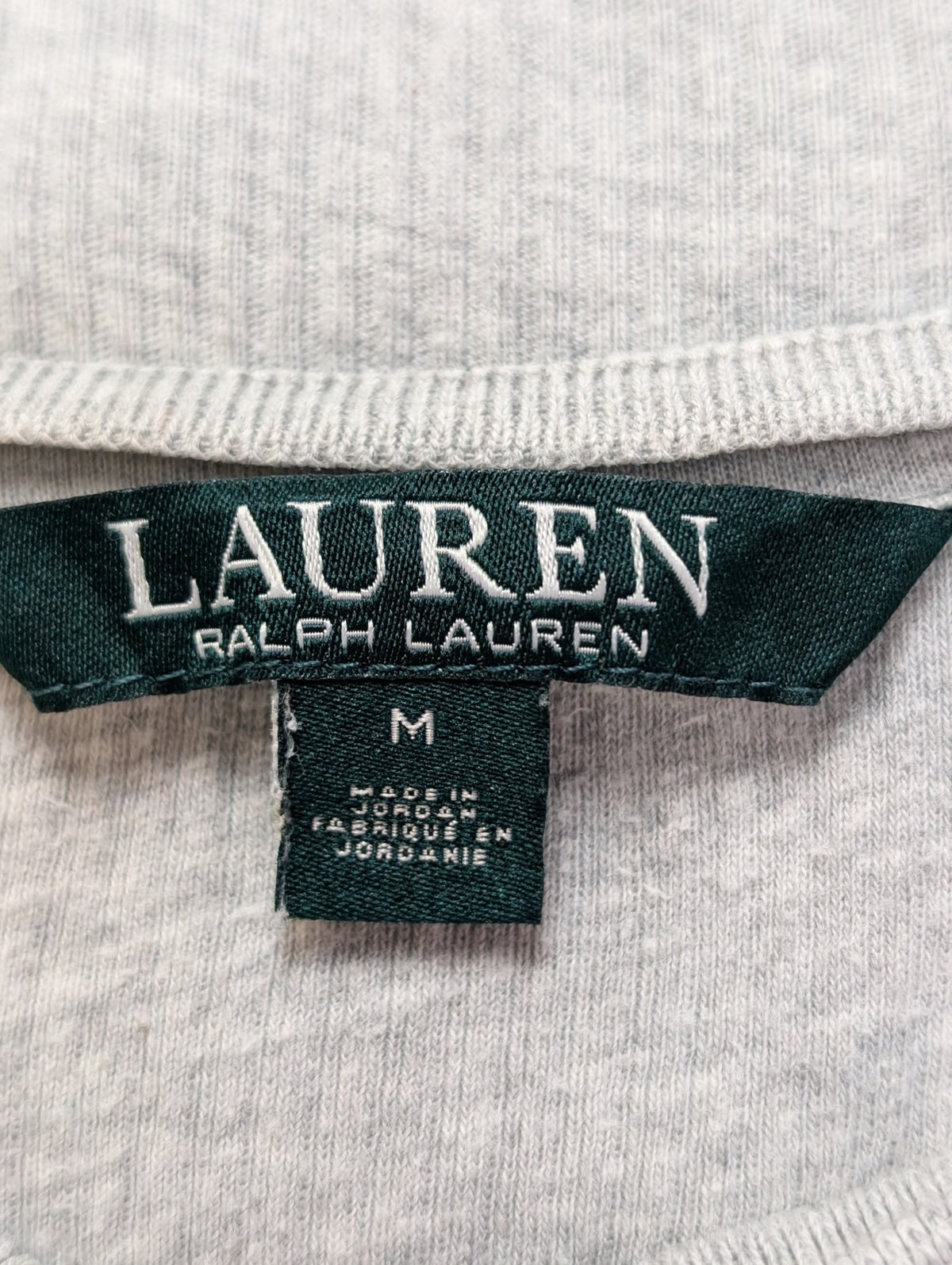 Pull LAUREN Ralph Lauren M gris chiné col zippé logo RL brodé manches longues