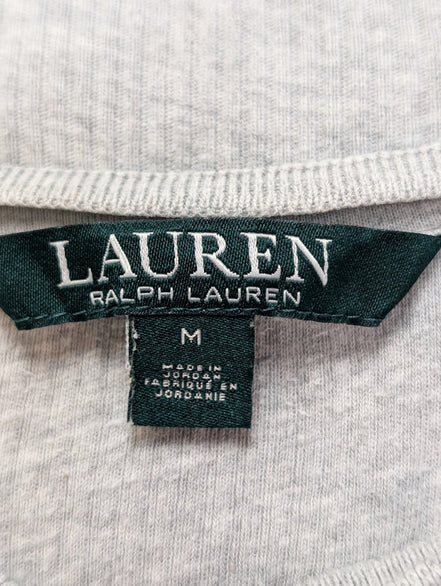 Pull LAUREN Ralph Lauren M gris chiné col zippé logo RL brodé manches longues