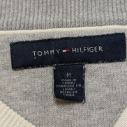 Pull Tommy Hilfiger Homme Blanc Cassé Rayures Grises Col V - Taille M