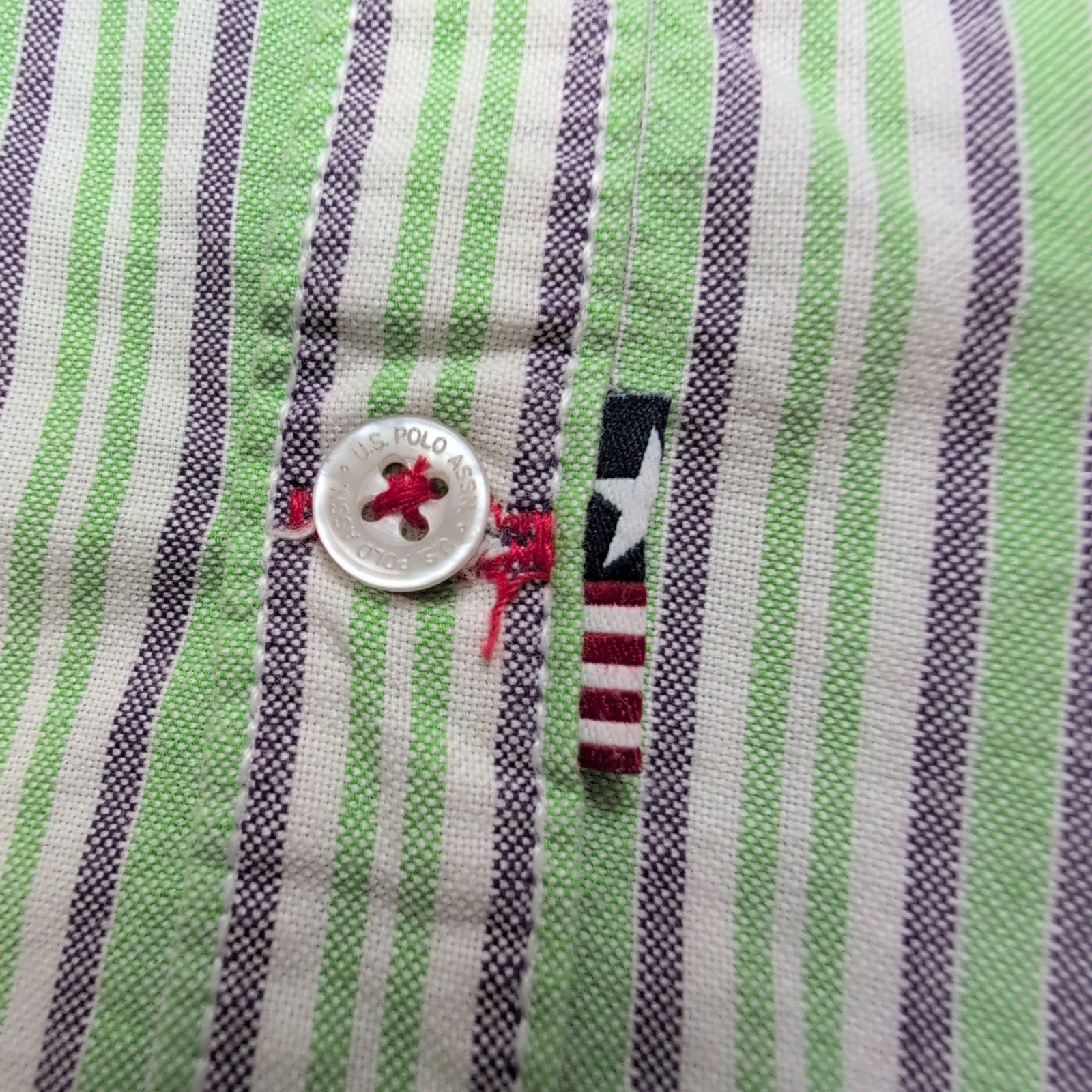 Chemise US POLO ASSN à Rayures Vertes avec Poches Manches Longues - Taille L Enf