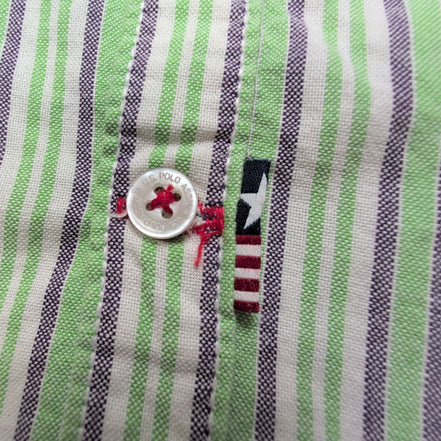 Chemise US POLO ASSN à Rayures Vertes avec Poches Manches Longues - Taille L Enf