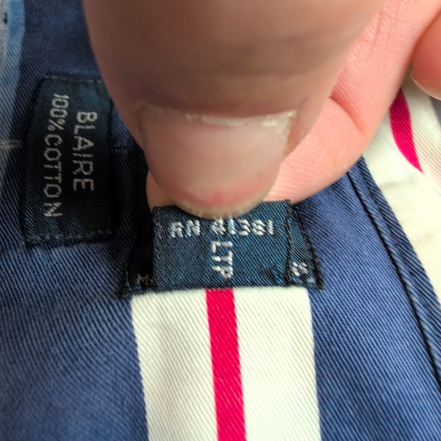 Chemise Ralph Lauren Blair M Rayures Bleu Blanc Rouge Logo Rouge
