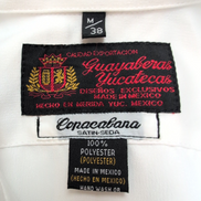 Chemise Guayabera Copacabana Mexico Satin Blanc Cuba Panama M manches courtes