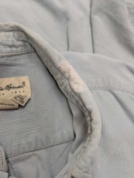 Chemise EDDIE BAUER T.XL TALL Velours Côtelé Vert Pâle Vtg