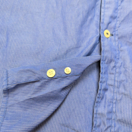 Chemise Nautica L Bleu Rayures 100s Two Ply Coton Logo Poche manches longues