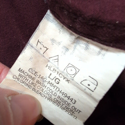 Chemise Wrangler Manches Longues Bordeaux 100% Coton avec Poches Taille XL