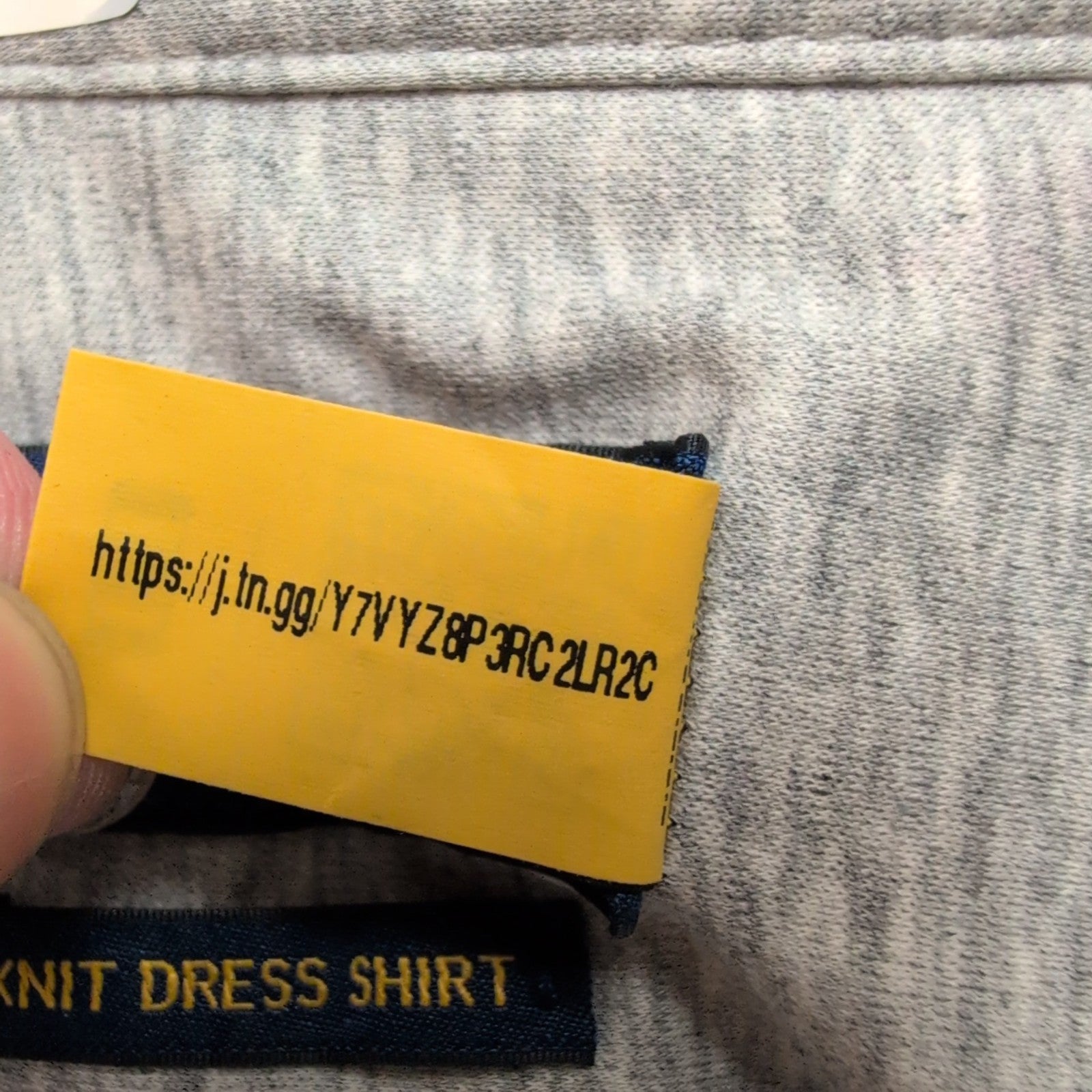 Chemise Ralph Lauren XXL Knit Dress Shirt Gris Chiné Jersey Coton QR Code