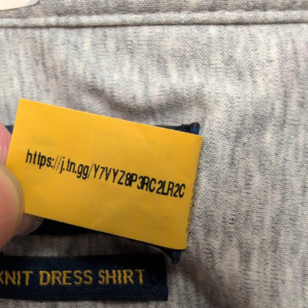 Chemise Ralph Lauren XXL Knit Dress Shirt Gris Chiné Jersey Coton QR Code