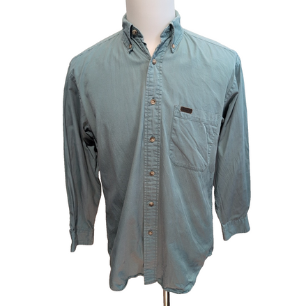 Chemise Pendleton S Vert Pâle 100% Coton Logo Cuir Manches Longues
