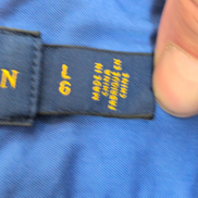 Chemise Ralph Lauren L Bleu 100% Coton Logo Jaune manches longues