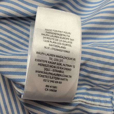 Chemise Ralph Lauren Taille M Classic Fit Bleu Rayures Coton Logo Bleu Marine