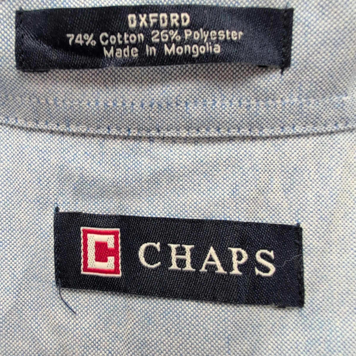 Chemise Chaps Oxford Bleu Clair Coton Manches Longues Taille L