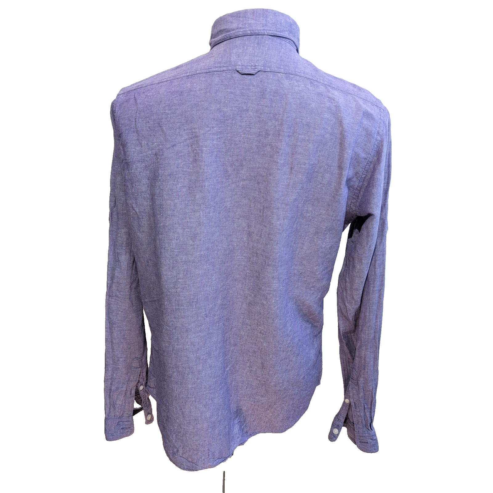 Chemise Express M Lin Coton Violet Chiné Manches Retroussables 2 Poches