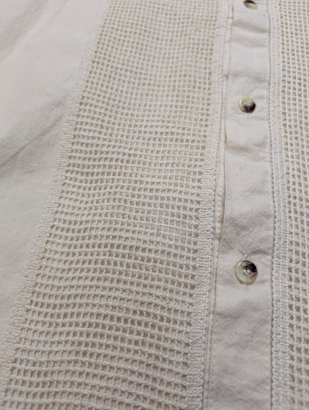 Chemise Hawaïenne Style Safari - Col Officier - Crème / Blanc Cassé - Taille M