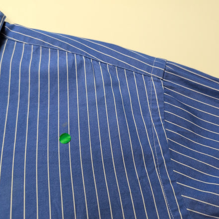 Chemise Ralph Lauren XXL Classic Fit Bleu Rayures Logo Rouge manches longues
