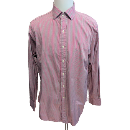 Chemise Polo Ralph Lauren Regent XL Rose Kaki Rayures Manches Longues
