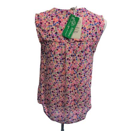 Haut Femme Fresh Made M Fleuri Multicolore 100% Viscose Sans Manches Neuf