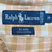 Chemise Ralph Lauren Blaire Vintage M Marron Clair Carreaux Coton Léger