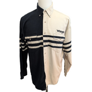 Chemise Wrangler Western Rare Broderie Manches Longues Bleu Marine et Crème T.XL