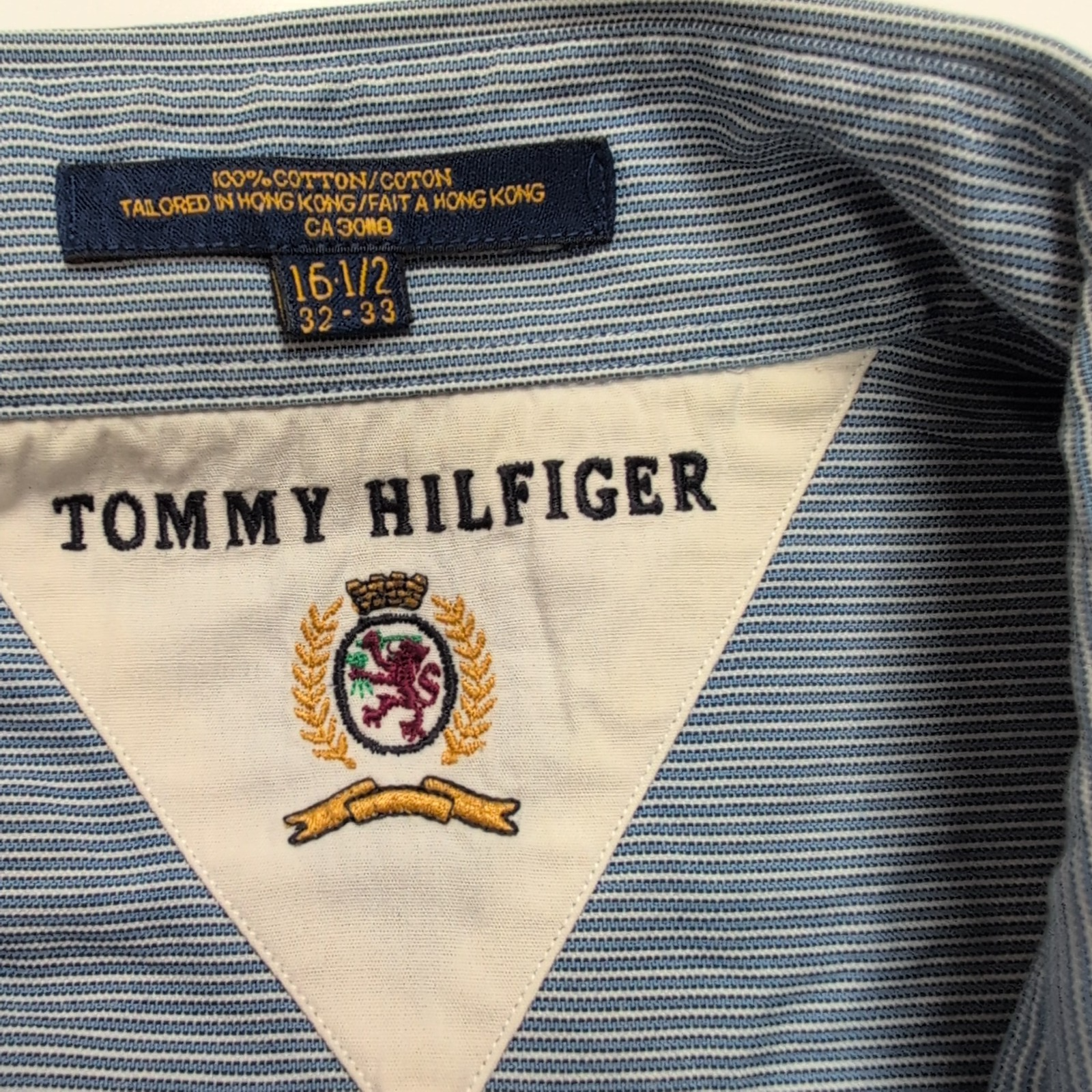 Chemise Tommy Hilfiger Rare Rayée Bleu Poignets Mousquetaires - Taille L / XL