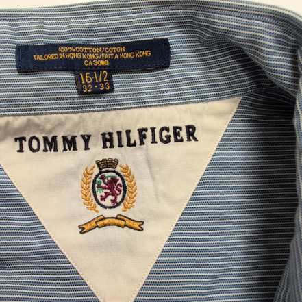Chemise Tommy Hilfiger Rare Rayée Bleu Poignets Mousquetaires - Taille L / XL