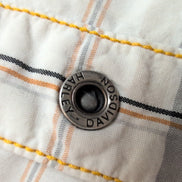 Chemise Harley-Davidson L Carreaux Blanc Cassé Logo Brodé manches courtes