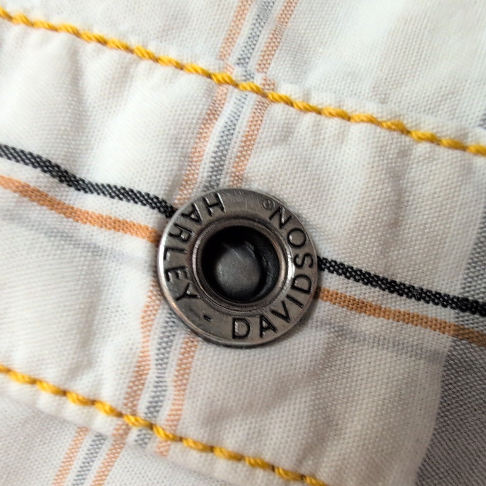 Chemise Harley-Davidson L Carreaux Blanc Cassé Logo Brodé manches courtes